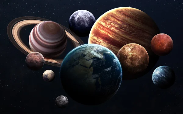 높은 해상도 이미지는 태양계의 행성을 선물 한다. 미 항공 우주국이 제공한이 이미지 요소. — 스톡 사진