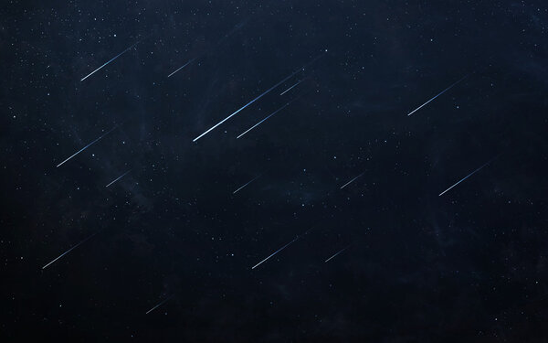 Glowing asteroids in space. Elements of this image furnished by NASA