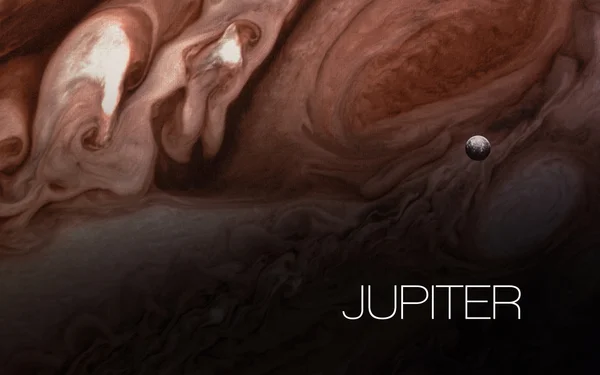 Jupiter - nagy felbontású kép bemutatja a bolygók a Naprendszer. Ez által a Nasa arculati elemek. — Stock Fotó