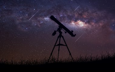 Sonsuz Uzay Teleskobu silüeti ile arka plan. NASA tarafından döşenmiş bu görüntü öğelerini.