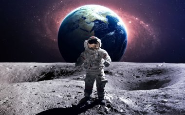 Cesur astronot, Ay'da uzay yürüyüşü. NASA tarafından döşenmiş bu görüntü öğelerini.