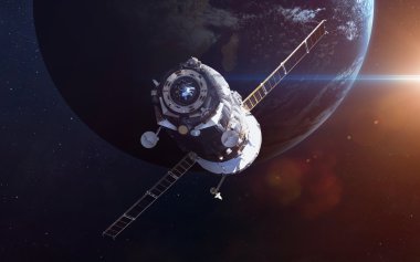 Dünya yörüngesinde Soyuz Uzay aracı. Nasa tarafından döşenmiş bu görüntü unsurları