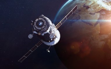 Dünya yörüngesinde Soyuz Uzay aracı. Nasa tarafından döşenmiş bu görüntü unsurları