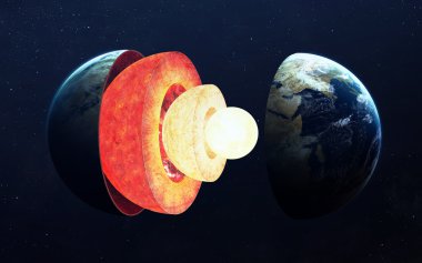 Dünya çekirdek yapısı. Nasa tarafından döşenmiş bu görüntü unsurları