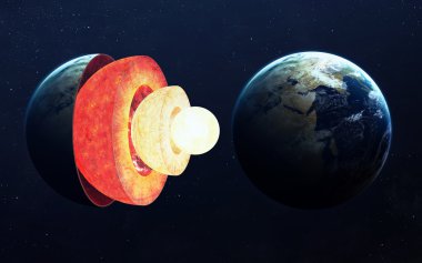 Dünya çekirdek yapısı. Nasa tarafından döşenmiş bu görüntü unsurları