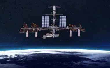 Dünya üzerindeki Uluslararası Uzay İstasyonu. Bu görüntünün elementleri NASA tarafından desteklenmektedir