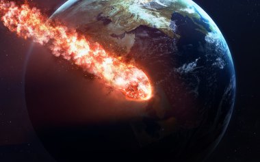 Düşen Meteor yağmuru. Kuyrukluyıldız uzay, meteor ve enerji, asteroit kızdırma, güçlü yıldız taşıma. Nasa tarafından döşenmiş bu görüntü unsurları