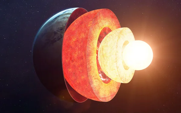 Estructura del núcleo terrestre. Elementos de esta imagen proporcionados por la NASA — Foto de Stock