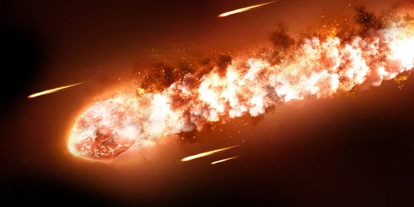 Η βροχή που πέφτει μετεωρίτη. Κομήτη στον χώρο, μετεωρίτη και ενέργεια, αστεροειδής λάμψη, ισχυρό αστέρι κίνηση. Στοιχεία αυτής της εικόνας επιπλωμένα από τη Nasa — Φωτογραφία Αρχείου