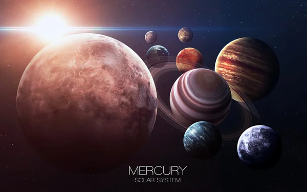 水星 - 高解像度の画像は、太陽系の惑星を提示します。Nasa から提供されたこのイメージ エレメント. — ストック写真