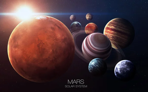 Mars - hoge resolutiebeelden presenteert planeten van het zonnestelsel. Deze afbeeldingselementen ingericht door Nasa. — Stockfoto