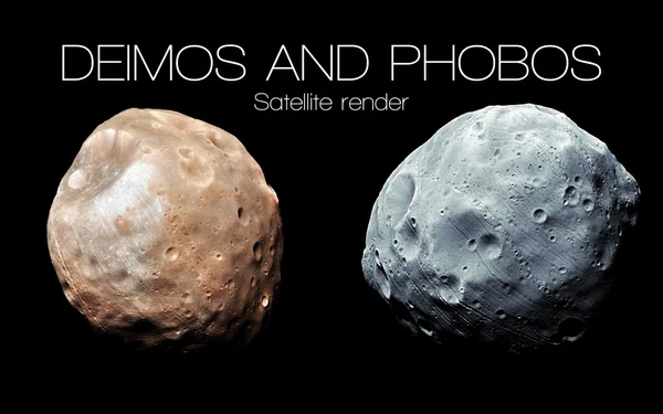 Deimos and Phobos - High resolution 3D images presents planets of the solar system. This image elements furnished by NASA. — Stock Photo, Image