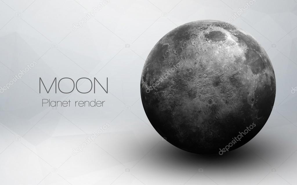 Moon - High resolution 3D images presents planets of the solar system. This image elements furnished by NASA.