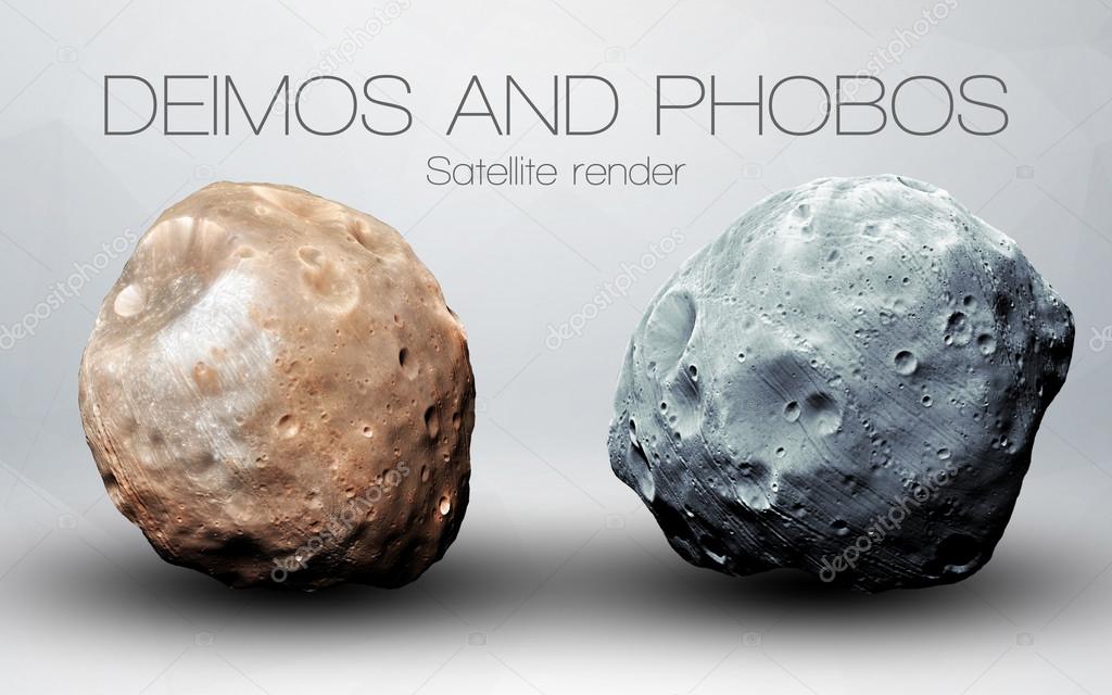 Deimos and Phobos - High resolution 3D images presents planets of the solar system. This image elements furnished by NASA.