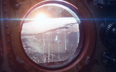 Earth - uzay gemisi pencere Lombar güneş sistemi gezegenin güzellik. Nasa tarafından döşenmiş bu görüntü unsurları