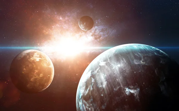 Planeten über den Nebeln im All. dieses Bildelemente von nasa — Stockfoto