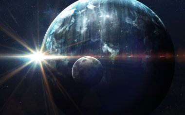 Gezegenlerin uzayda bulutsu üzerinde. NASA tarafından döşenmiş bu görüntü öğelerini