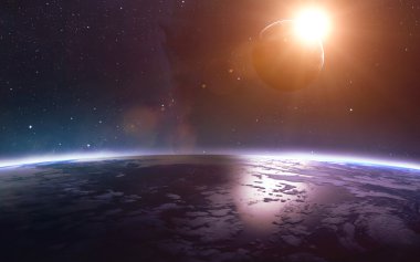 Dünya ve ay uzaydan. Nasa tarafından döşenmiş bu görüntü unsurları