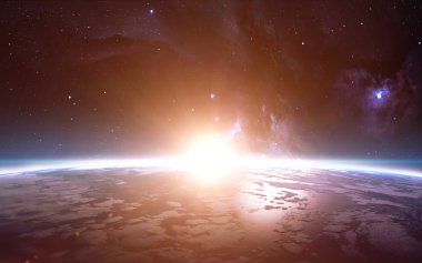 Uzaydan Dünya'nın görünümü. Nasa tarafından döşenmiş bu görüntü unsurları