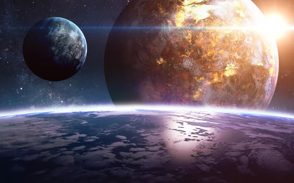 Planetas sobre as nebulosas no espaço. Esta imagem elementos fornecidos pela NASA — Fotografia de Stock