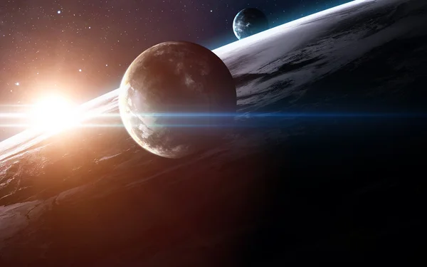 Planetas sobre las nebulosas en el espacio. Esta imagen elementos proporcionados por la NASA — Foto de Stock