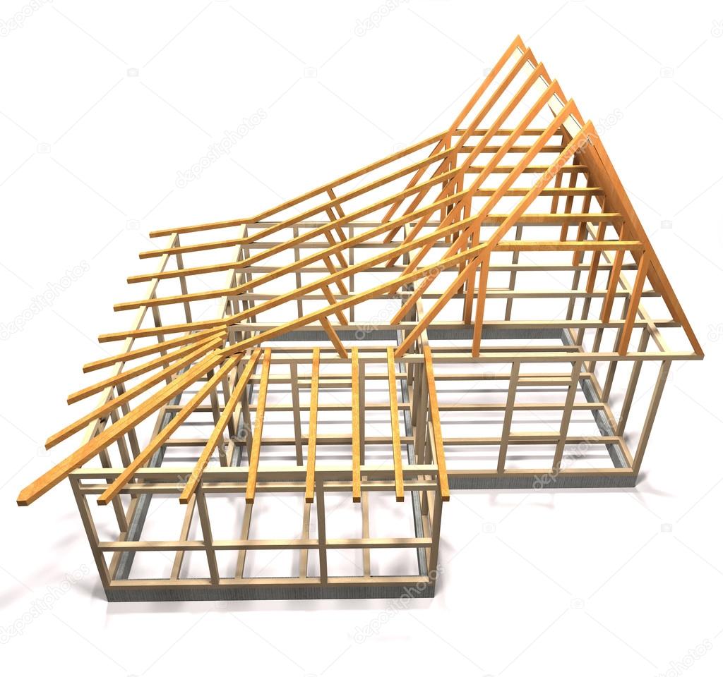 Wooden frame of a house (top view).
