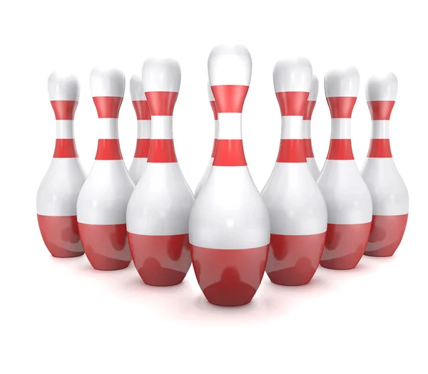 White-red bowling skittles. — Stock Photo, Image