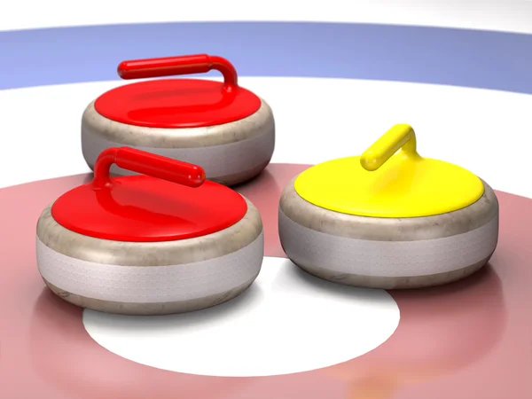 Sten med ett handtag för curling på is (3d illustration).. — Stockfoto