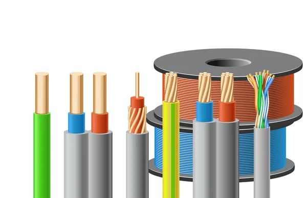 Různé typy kabelů. — Stockový vektor