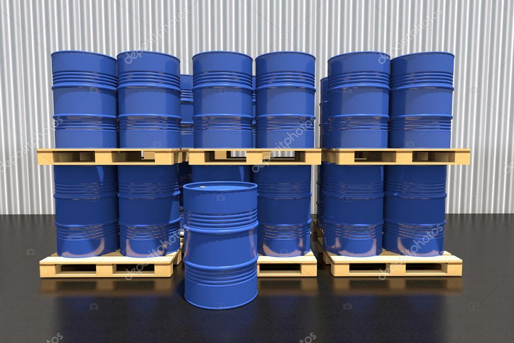 Download Metal Barrels Of Fuel On A Pallet Are In The Industrial Warehous Stock Photo Image By C Fkdkondmi 62003311