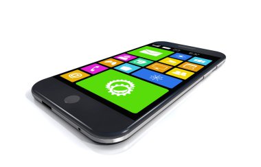 Pek çok yazılım uygulamaları ile siyah smartphone.