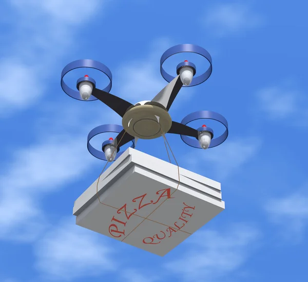 Drone levererar pizzakartonger. — Stockfoto