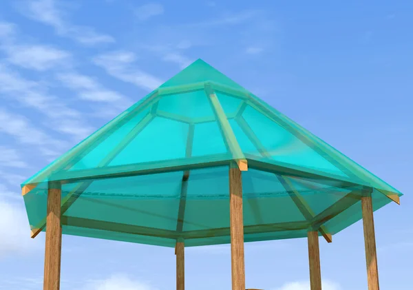 Wooden gazebo is on the sky background. — Stock Photo, Image