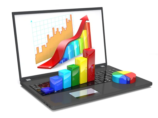 Ordenador portátil y diagramas . — Foto de Stock