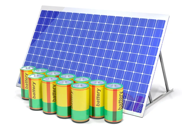 Zonnepanelen en chemische batterij. — Stockfoto