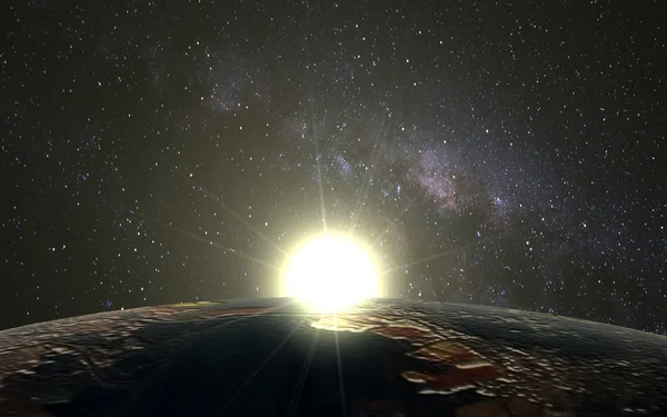 Planetjorden och rymden sunrise. — Stockfoto