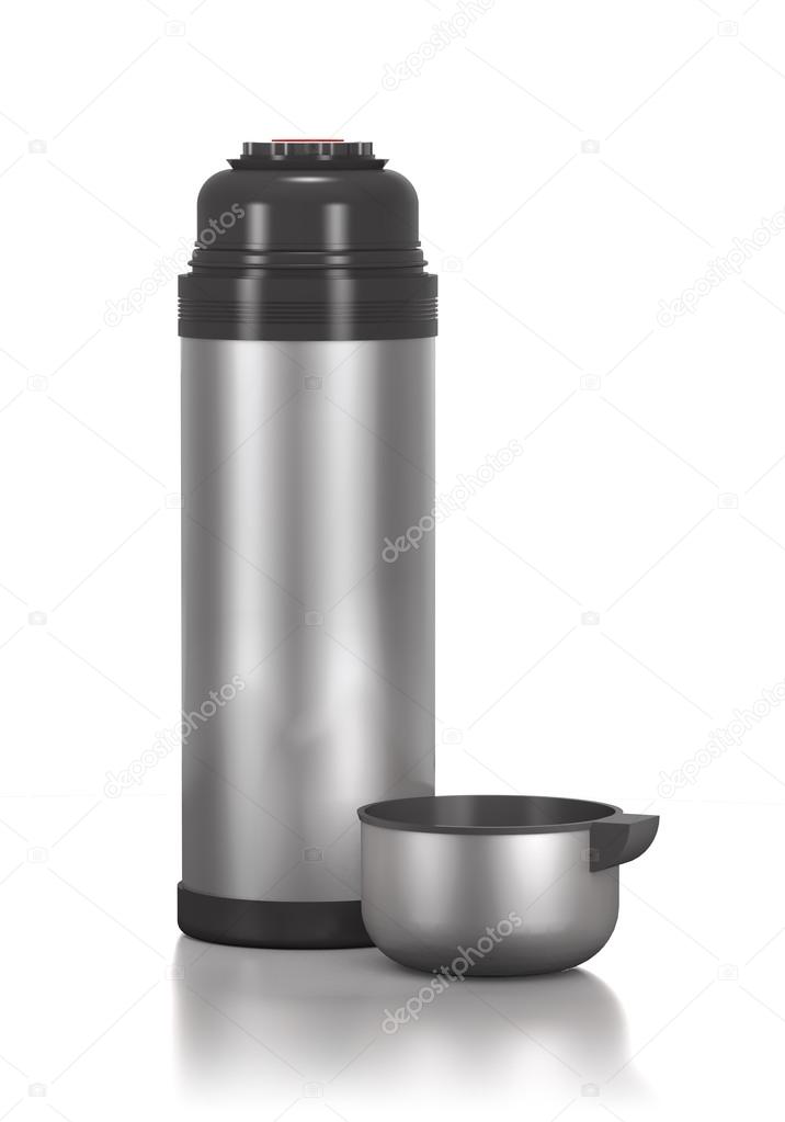 Stainless steel thermos for drinks and cup.