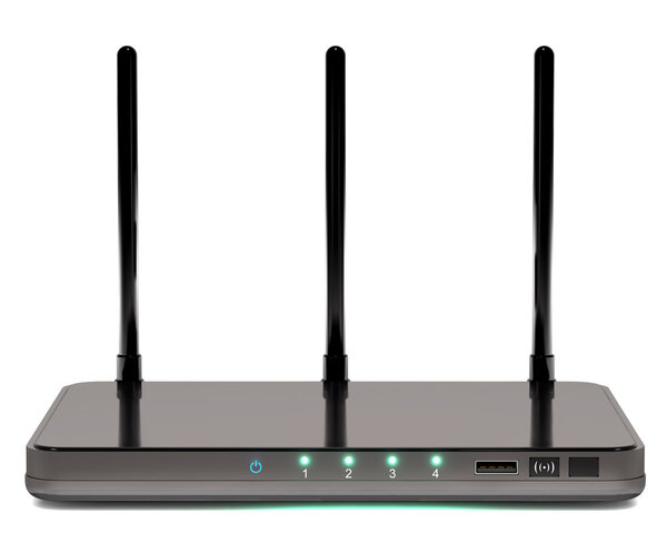 Современный маршрутизатор с тремя антеннами
.