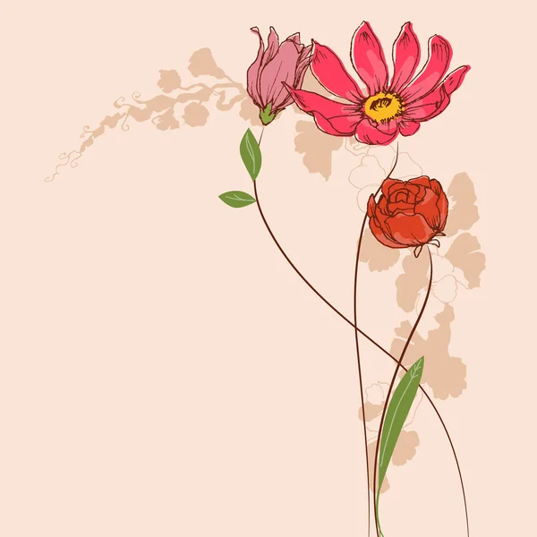 Flores vetoriais. Cartão de saudação floral — Vetor de Stock