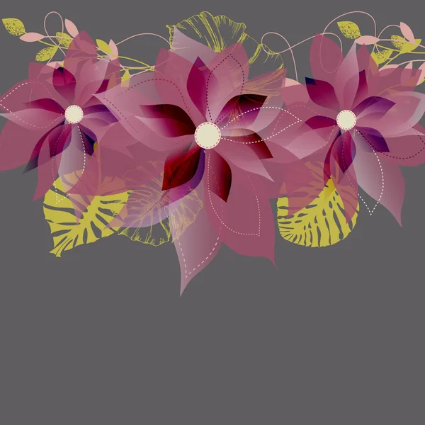 Koyu gri arka plan üzerinde çiçek süsleme — Stok Vektör