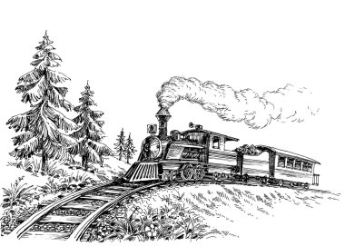 Çizim buharlı tren