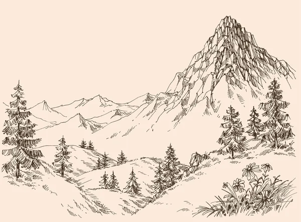 La nature dans les montagnes vecteur — Image vectorielle