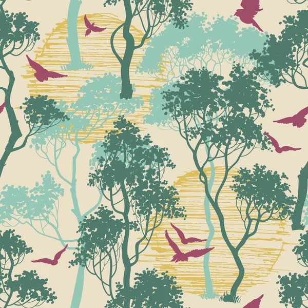 Forest birds seamless pattern — Stock Vector