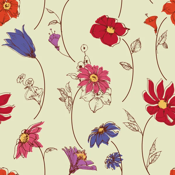 散乱花のシームレス パターン — ストックベクタ