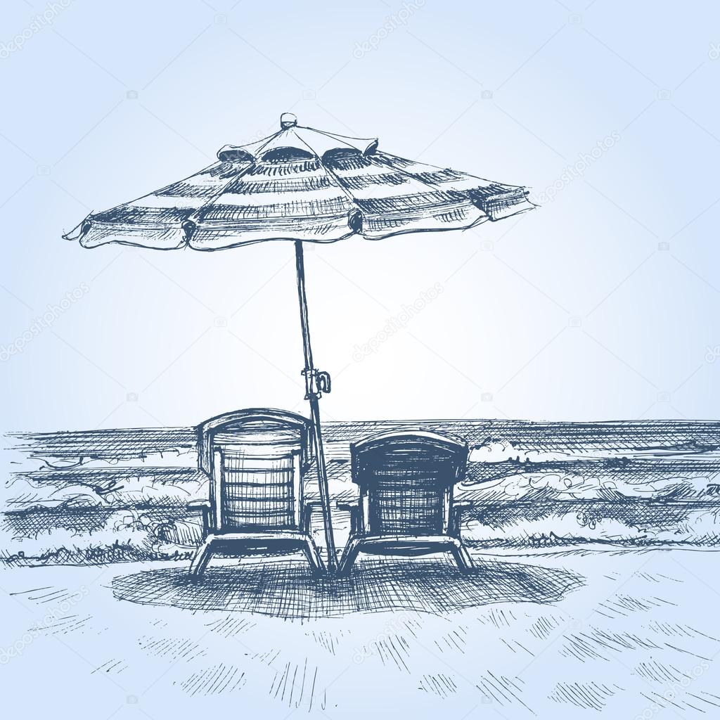 Dibujo playa imágenes de stock de arte vectorial | Depositphotos