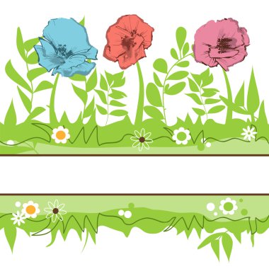 Çiçek sınır. Yeşil çim ve çiçek alanı