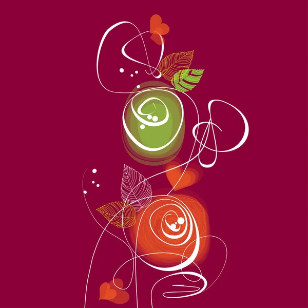 Абстрактные Цветы Растительные Вихри Композиции Над Ярко Фиолетовой Пекарной — стоковый вектор