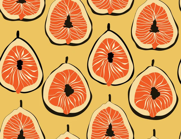 Fig Fruits Seamless Pattern Retro Style — Stock Vector