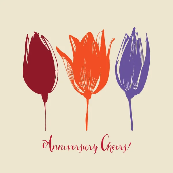 Tulpenblumen Stilvolle Blumenkarte Handgezeichnete Vektorillustration Für Verschiedene Festliche Anlässe — Stockvektor