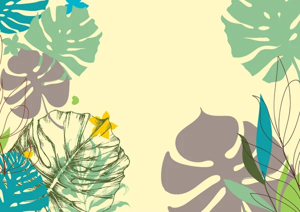 Джунглі Екзотичний Фон Листя Тропічні Яскраві Літні Кольори — стоковий вектор